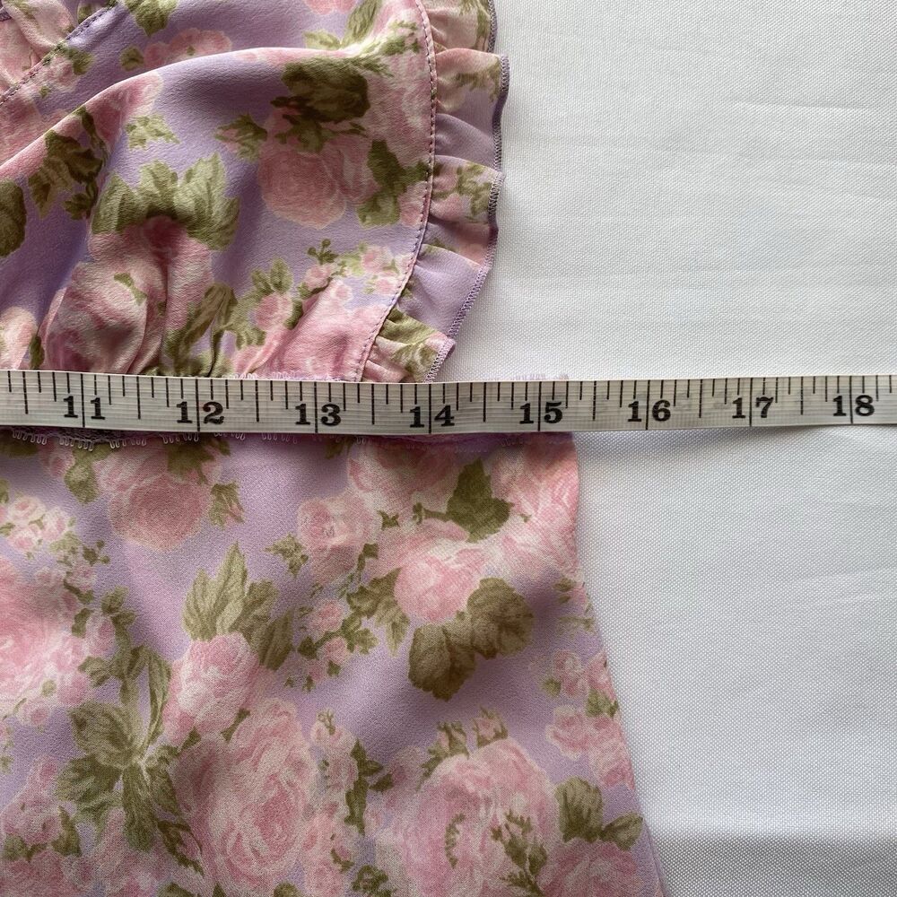 RARE Y2K Victoria's Secret Purple Floral Chiffon Babydoll Mini Dress Size Medium - Picture 15 of 16